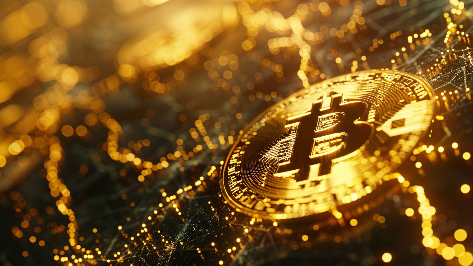 Abstract representation of the Bitcoin network with nodes and connections