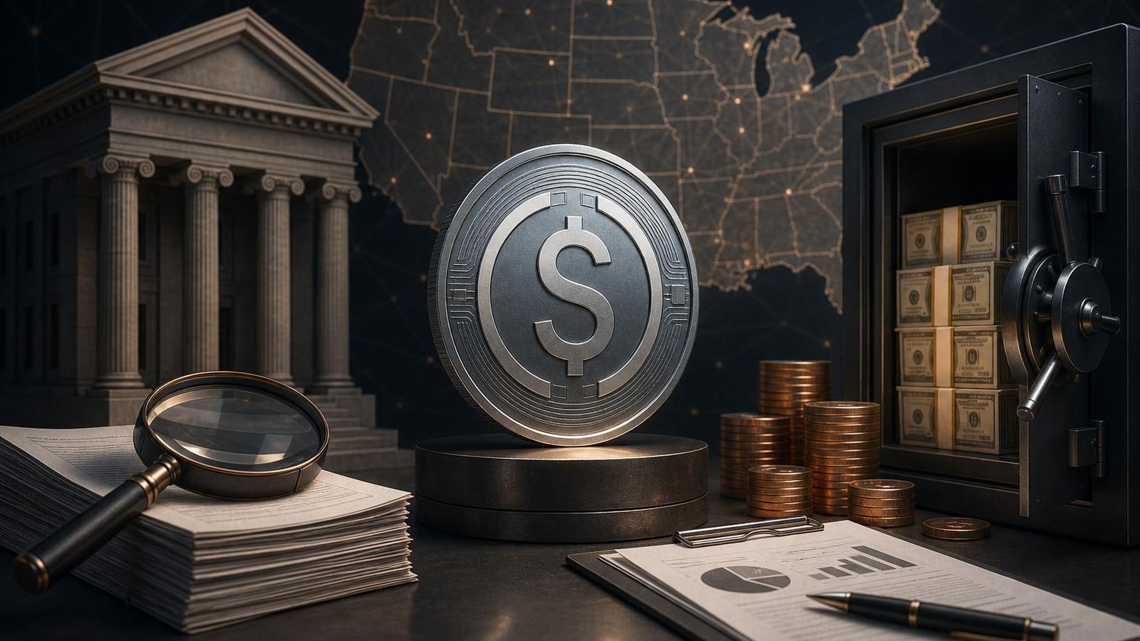Financial infrastructure representing a regulated, audited dollar stablecoin